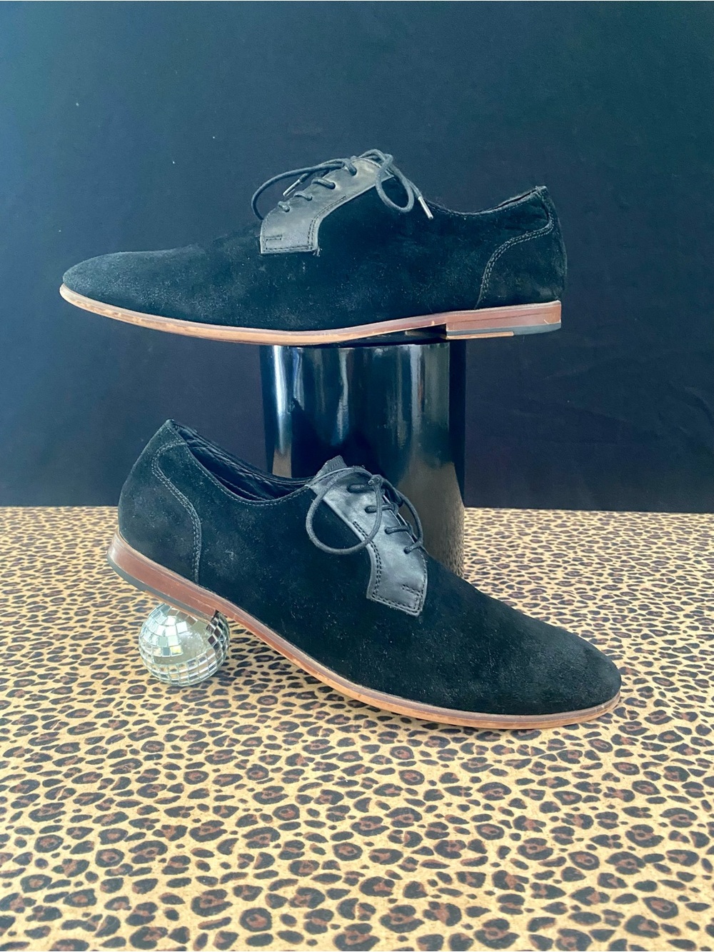 Aldo Black Suede Derby Dress Shoes